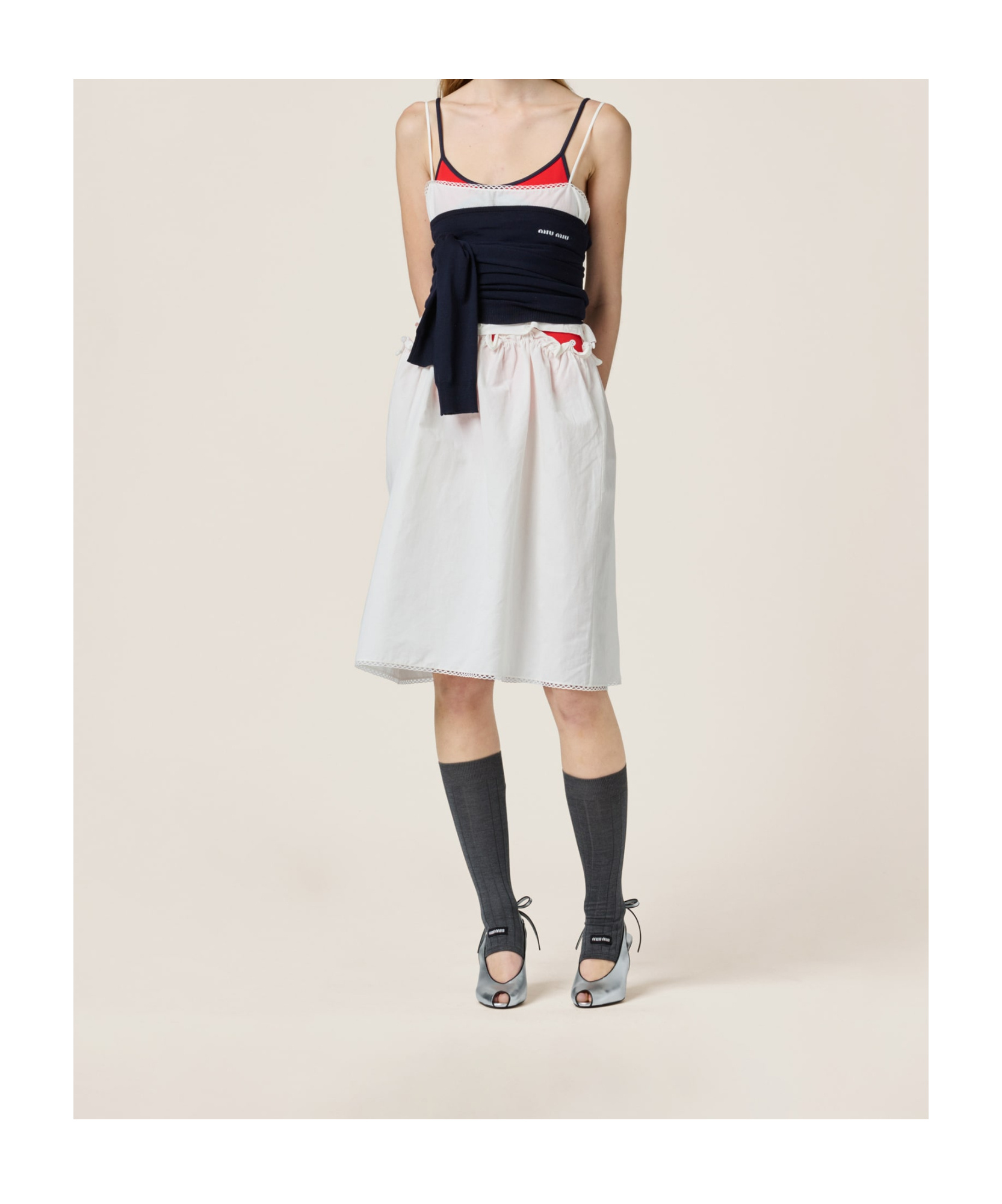 Miu Miu Logo-print Dress In White