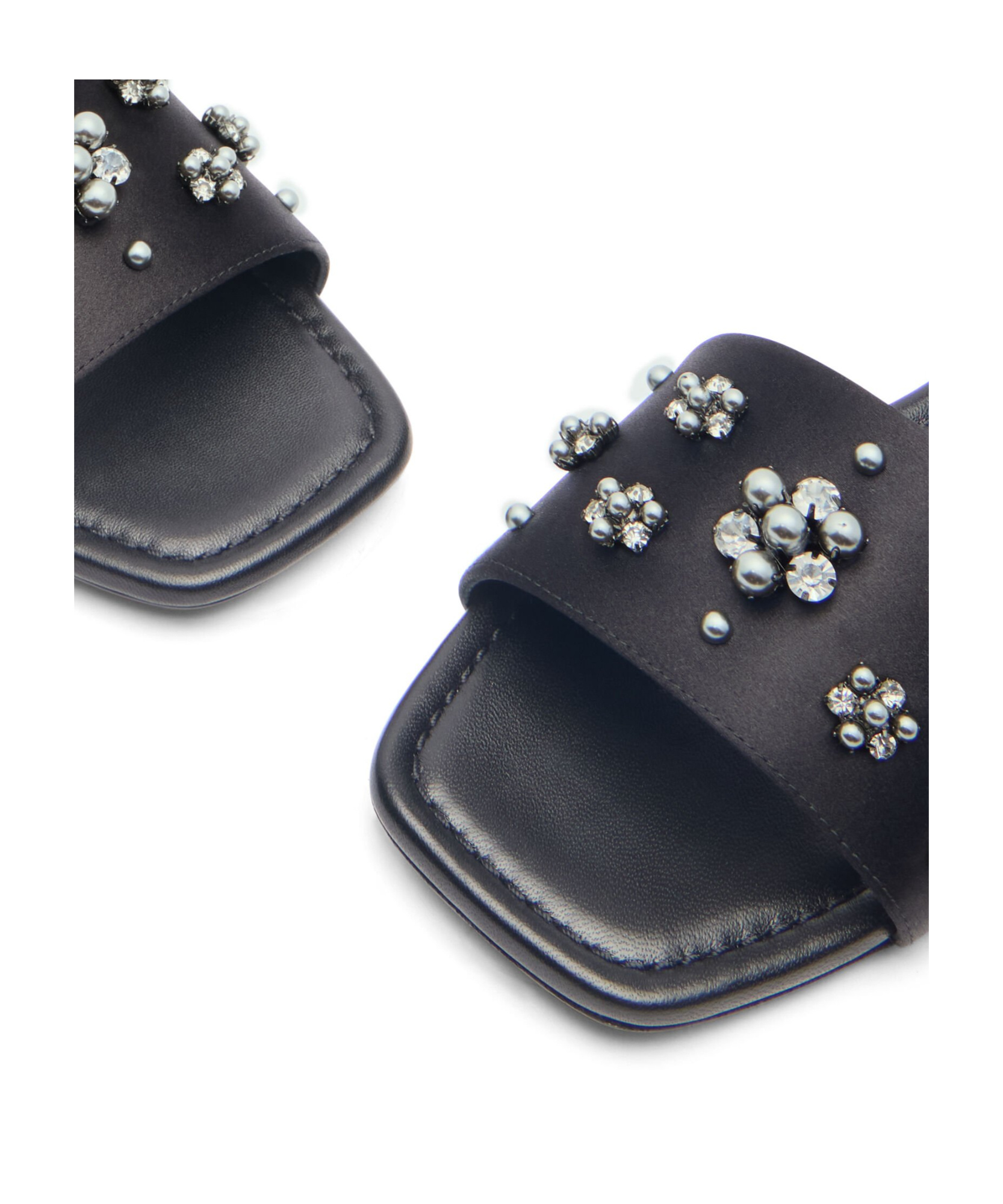 Stuart Weitzman Poppy Embellished Slide Sandal In Black