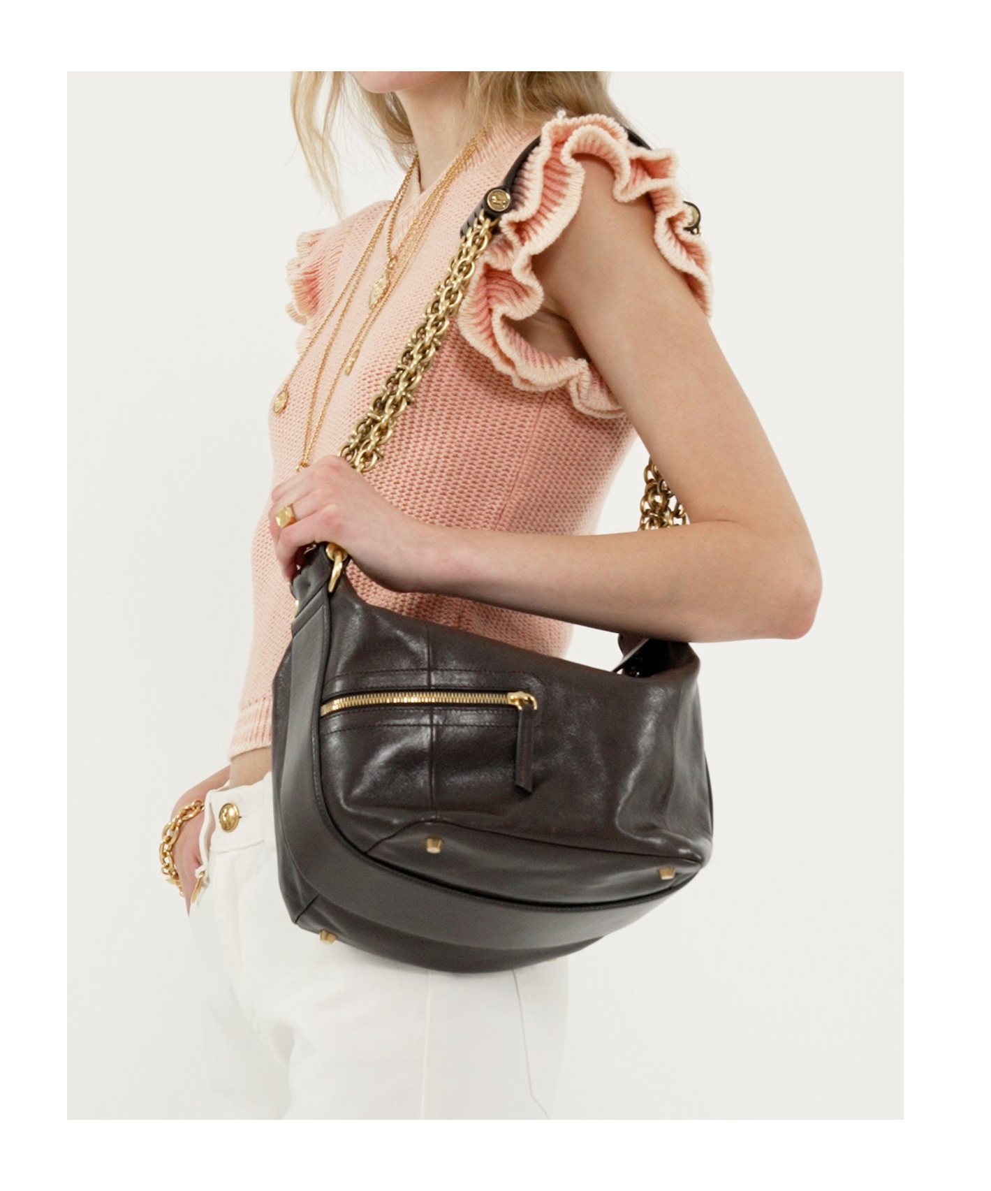 Chloé Short-sleeved Wool Sweater In Nude