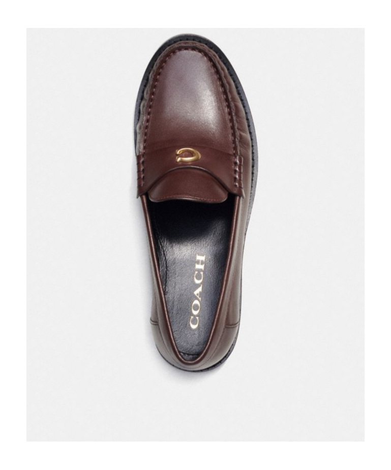 Shop Coach Jolene Leather Loafers In Red