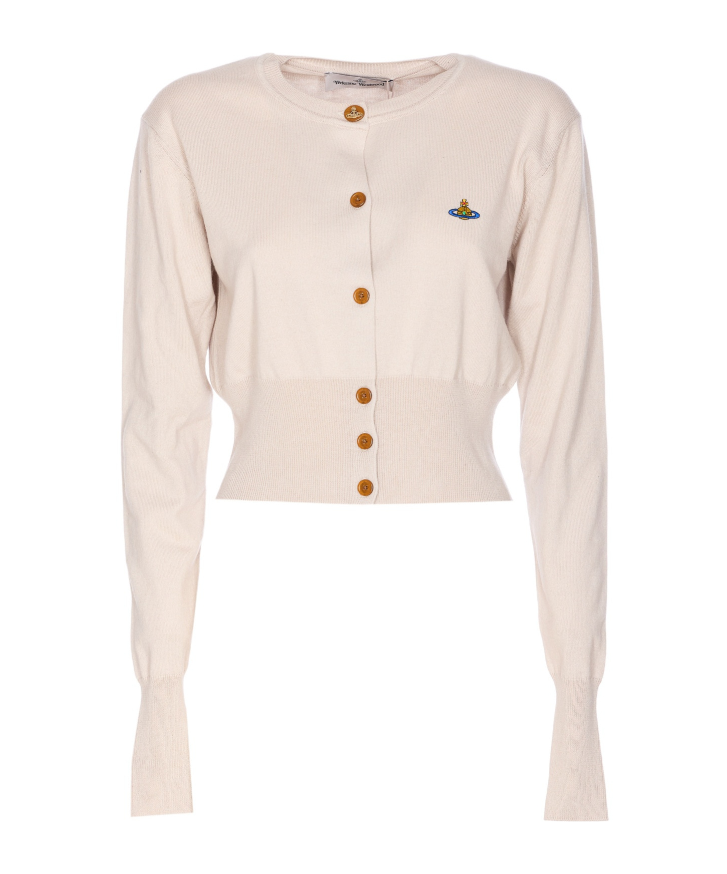 Vivienne Westwood Off-white Bea Cropped Cardigan In Pink