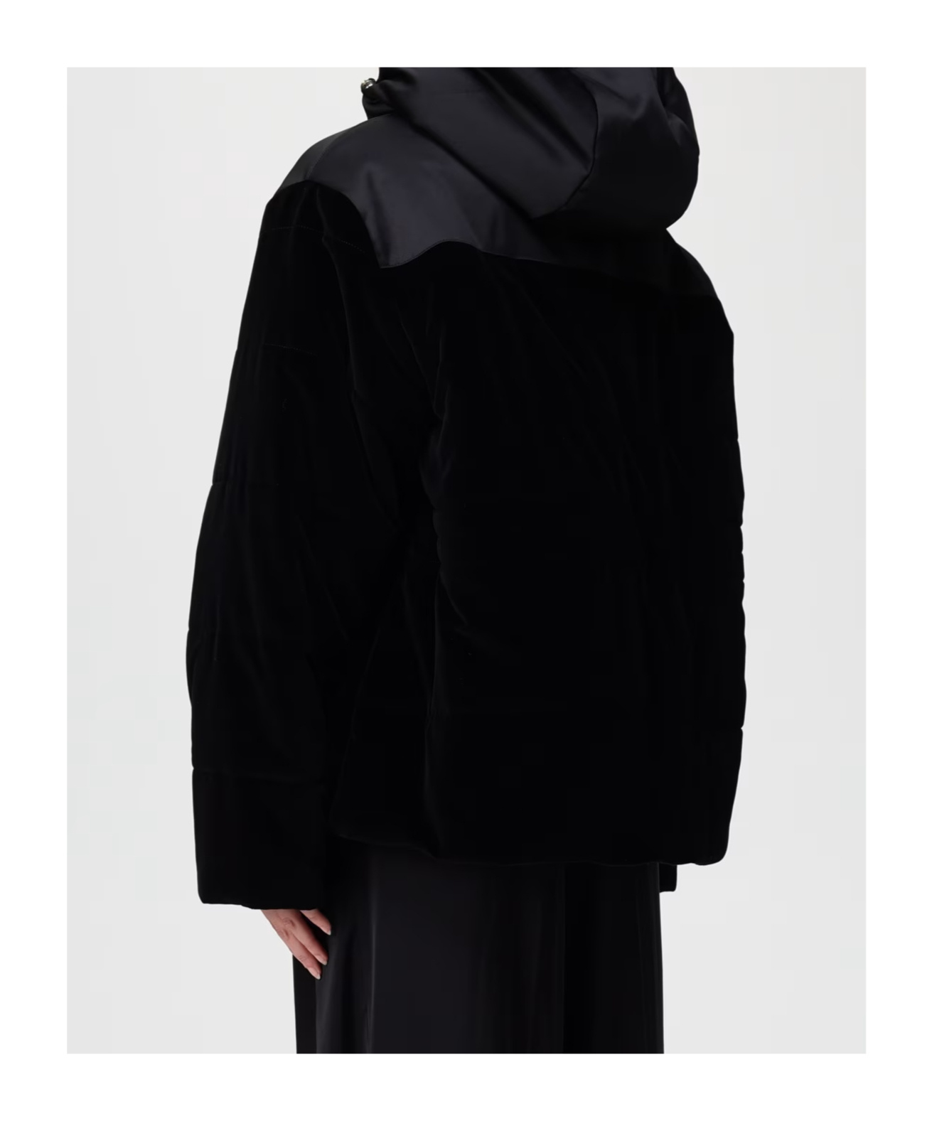 Fabiana Filippi Padded Velvet Jacket With Hood In Black