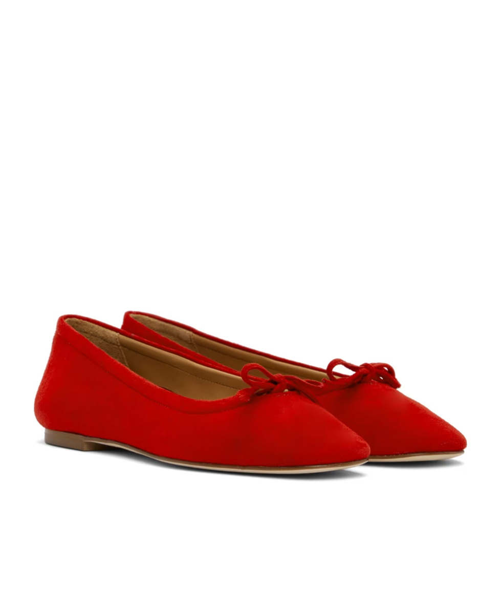 Aeyde Red Delfina Suede Ballerina Flats In Red