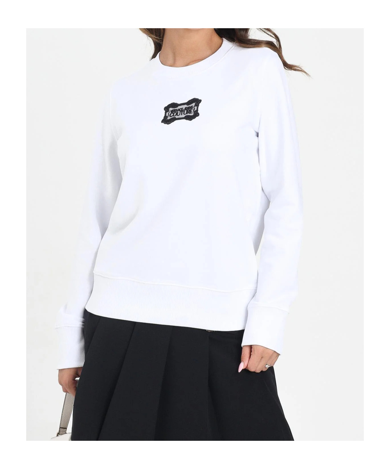 Versace Jeans Round Neck Long-sleeved Sweatshirt In White