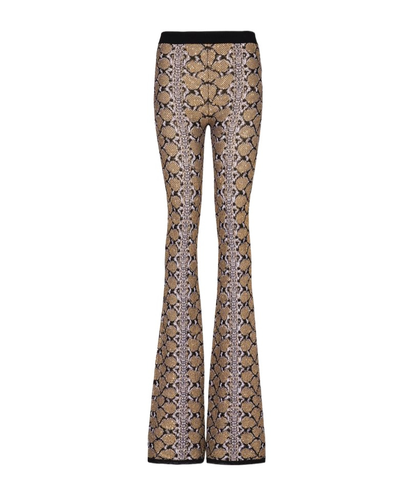 Balmain Glittered Python Knit Bootcut Pants