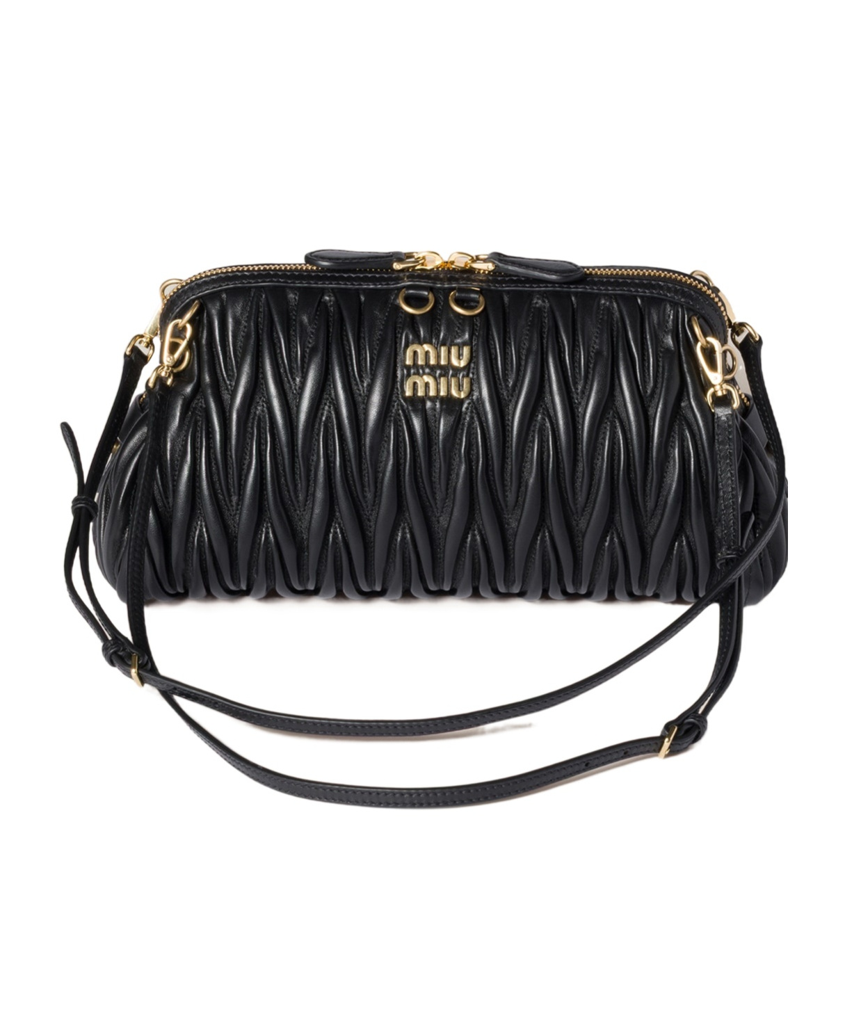 Miu Miu Matelassé Nappa Leather Clutch In Black