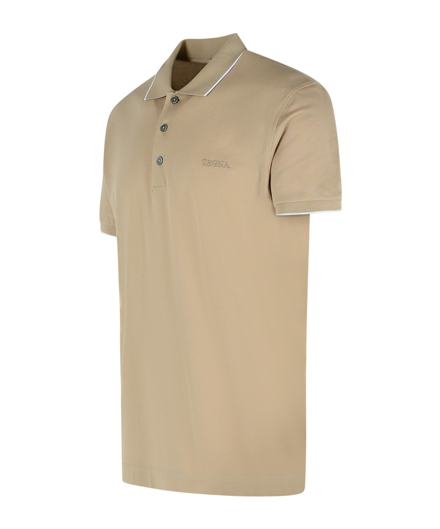 Shop Zegna Logo Embroidered Short-sleeved Polo Shirt In Nude