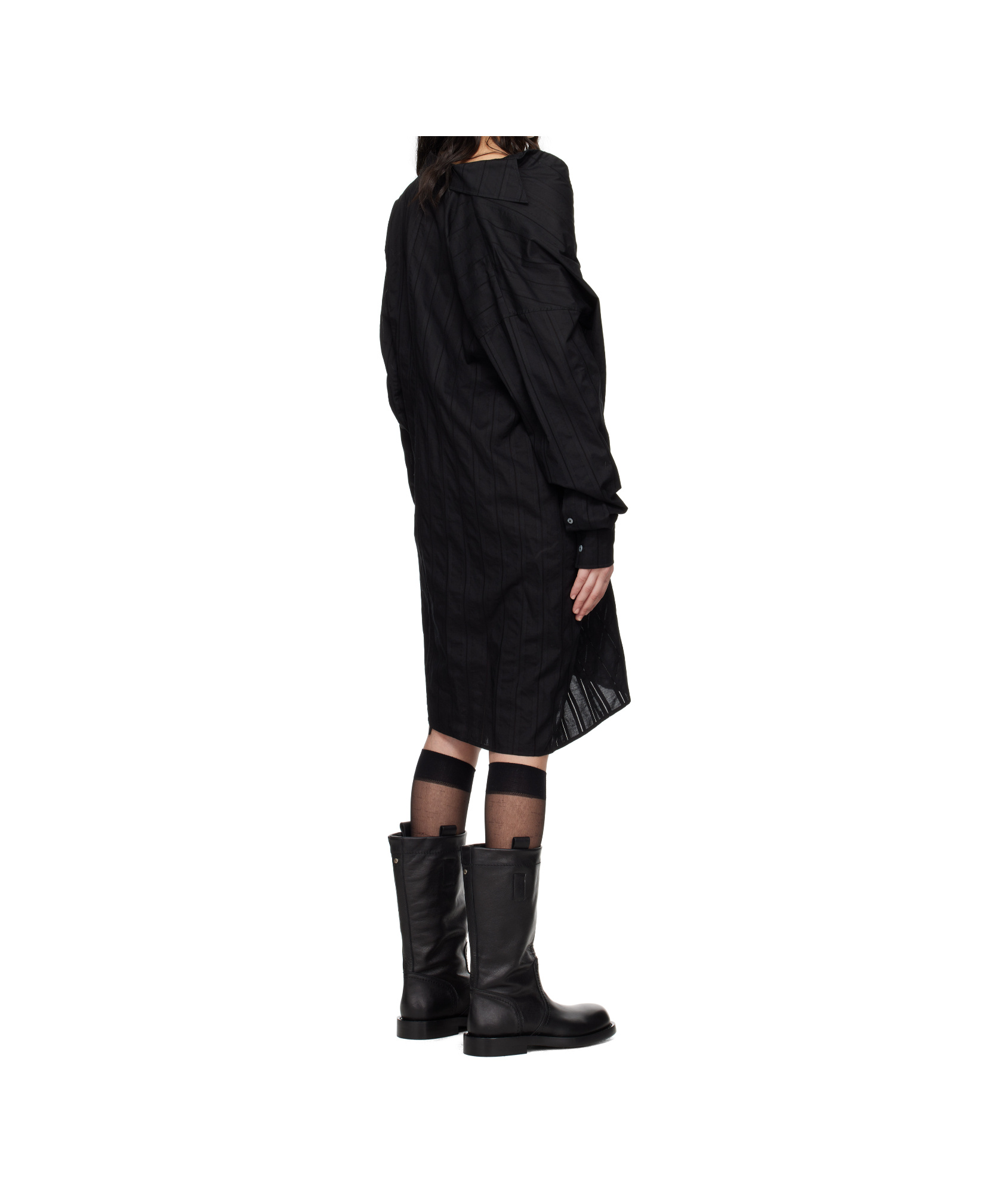 Ann Demeulemeester Nelly Dropped Shoulder Shirt Popeline In Black