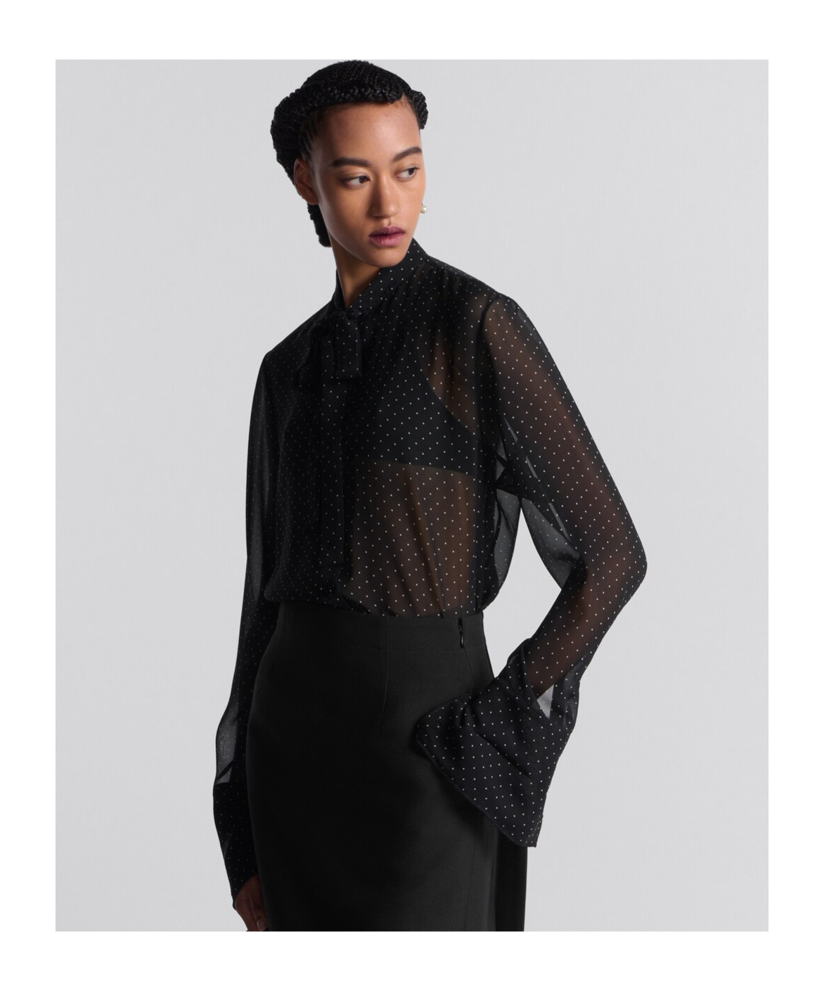 Dior Embroidery Lace Collar Shirt In Black