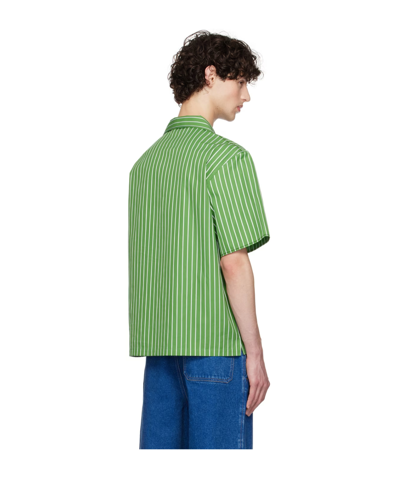 Shop Marni Embroidered Striped Shirt In Green