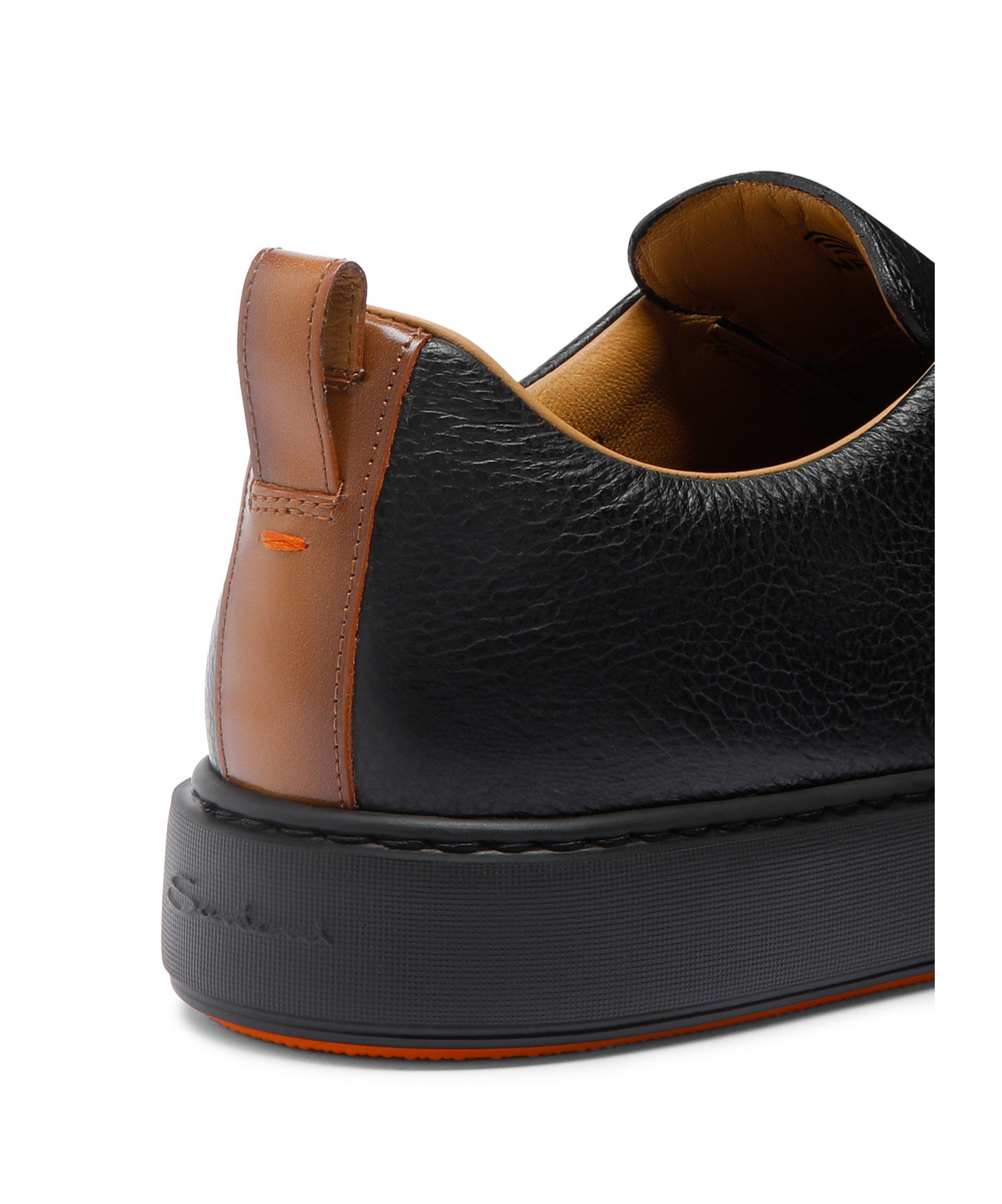 Santoni Victory Tumbled Leather Slip-on Sneakers In Black