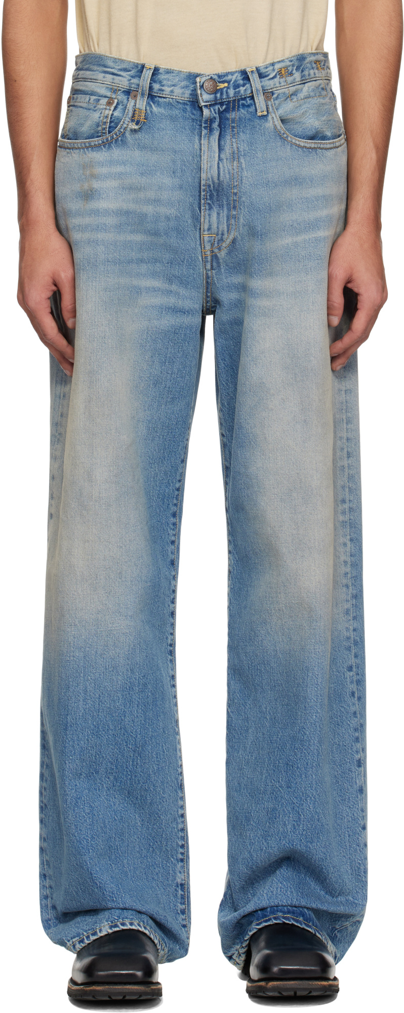 R13 Jeans With Belt Loops In Blue