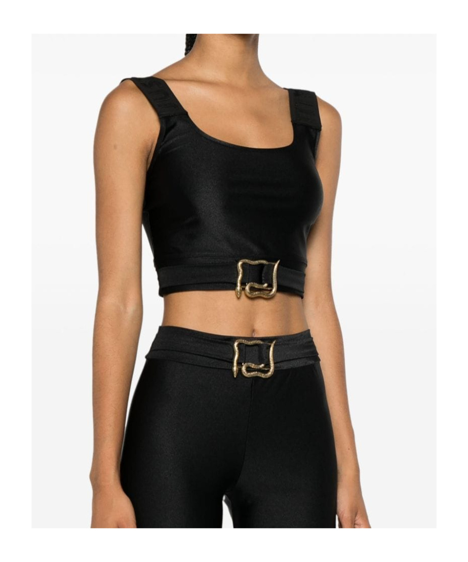 JUST CAVALLI LOGO-STRAPS CROP TOP