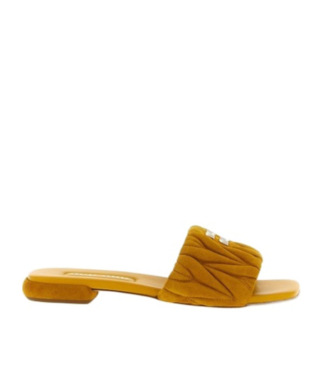 Miu Miu Matelassé Suede Slides