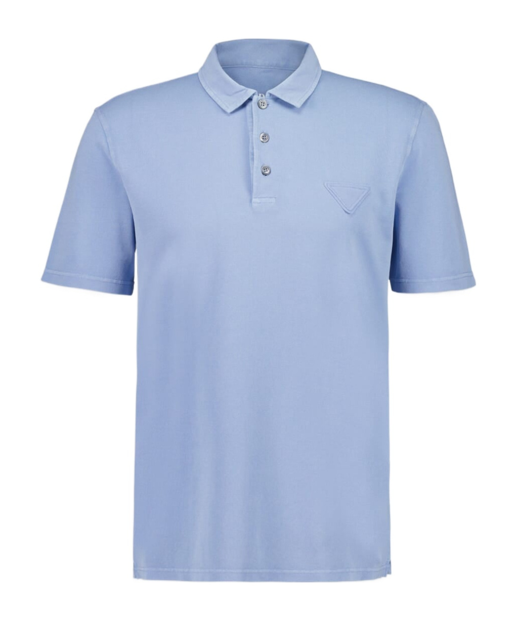 Prada Logoed Polo Shirt In Blue