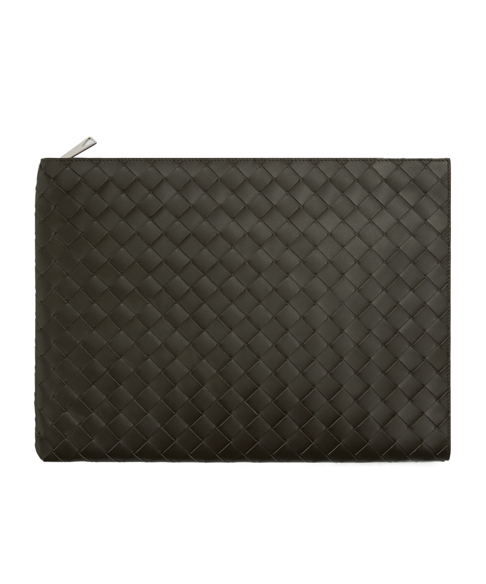 Bottega Veneta Intreciato Semi-zipper Clutch In Black