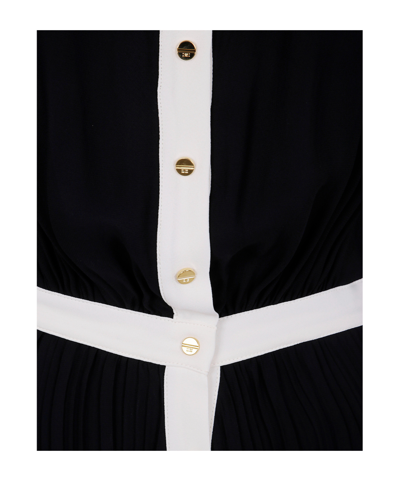 Elisabetta Franchi Pleated Buttoned Midi Dress In Black