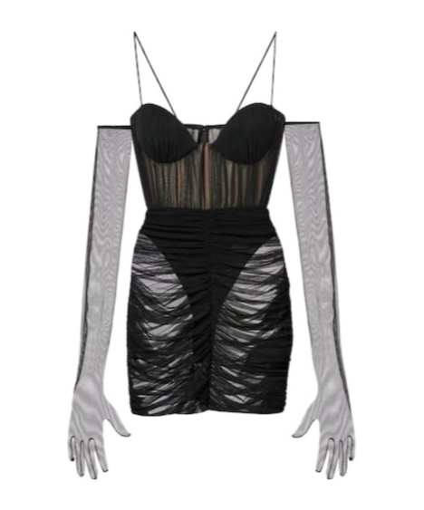 Alex Perry Ruched Sheer Bustier Dress In Black