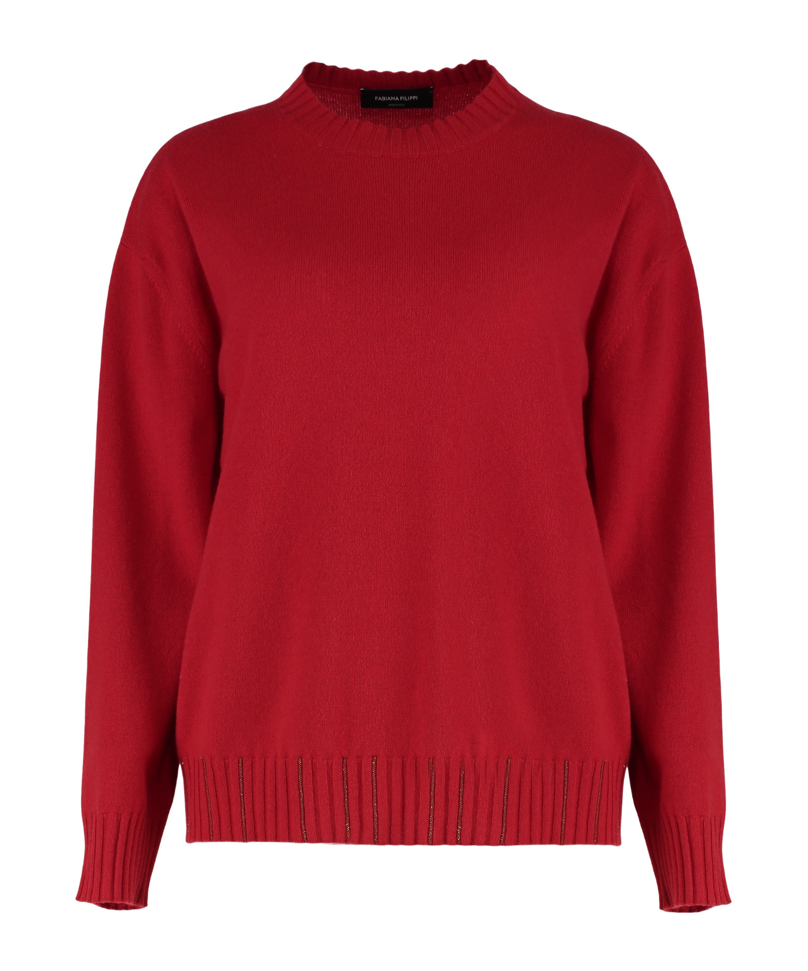 Fabiana Filippi Embellished Wool Cashmere Sweater In Burgundy