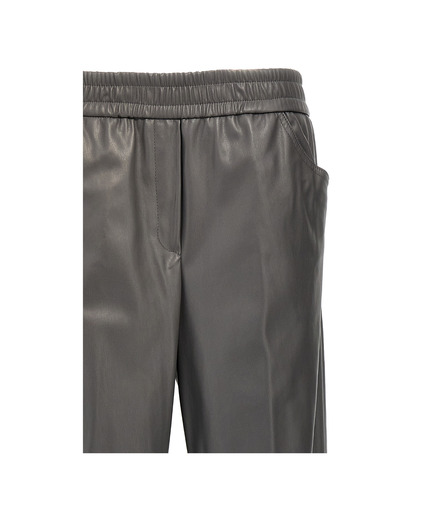 Nude Faux Leather Trousers Pants In Black