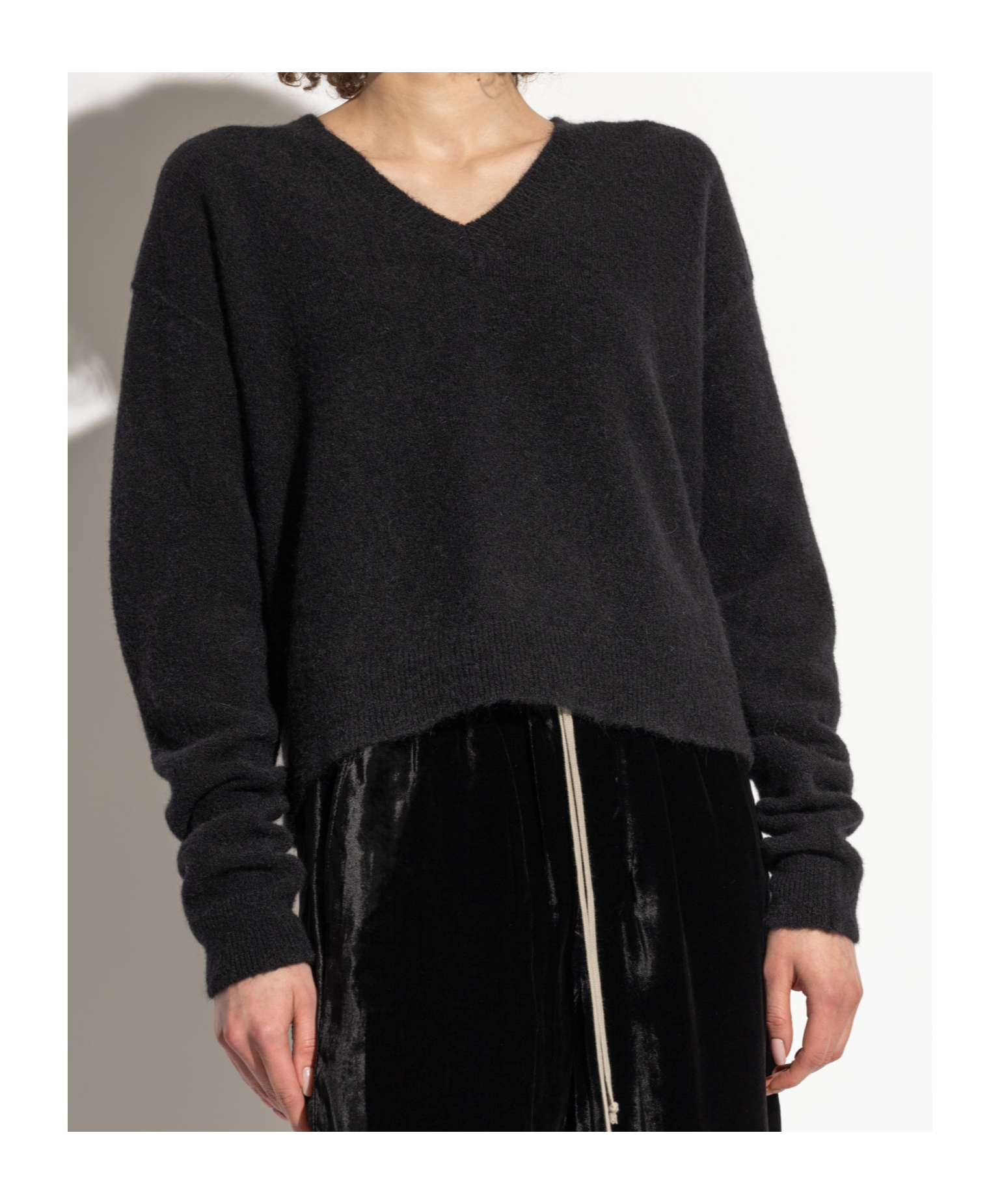 Rick Owens V-neck Ribbed Knit Top In Black