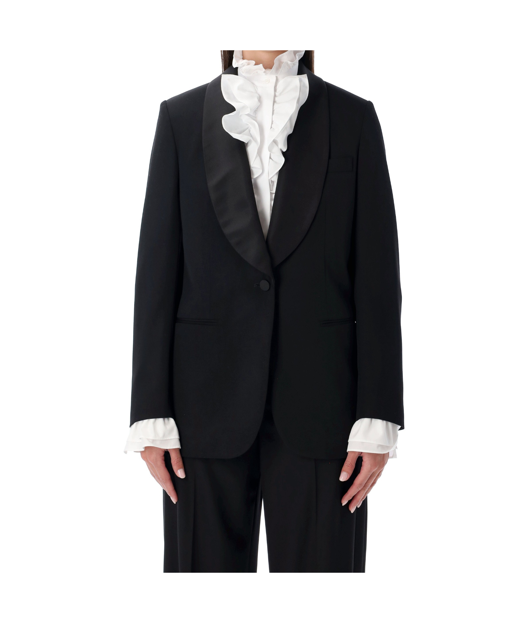 Ralph Lauren Collection Sutton Grain De Poudre Tuxedo Jacket In Black