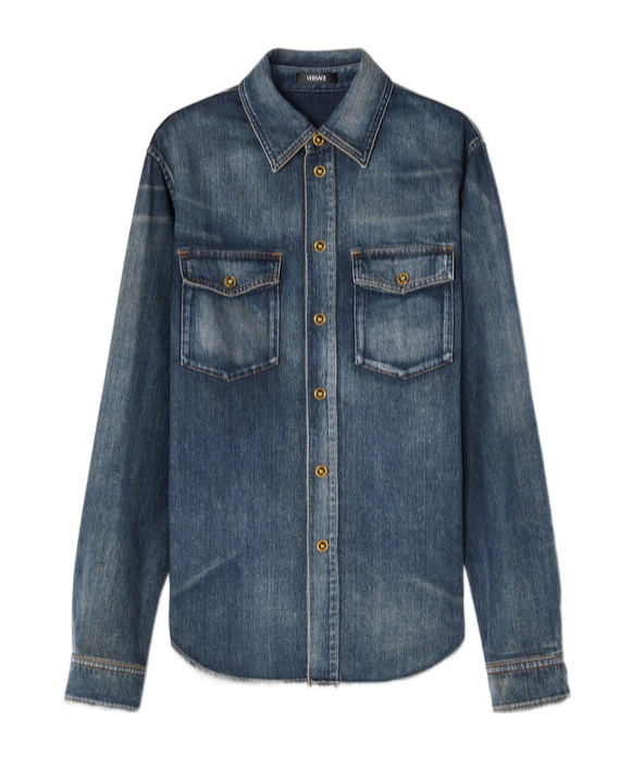 Versace Surchemise En Denim In Blue