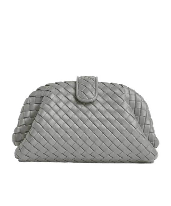 Bottega Veneta Lauren 1980 Mini Clutch With Chain In Gray