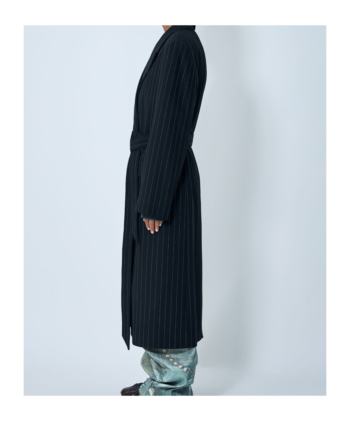 Acne Studios Women Long Coat With Belt At The Waist In Black
