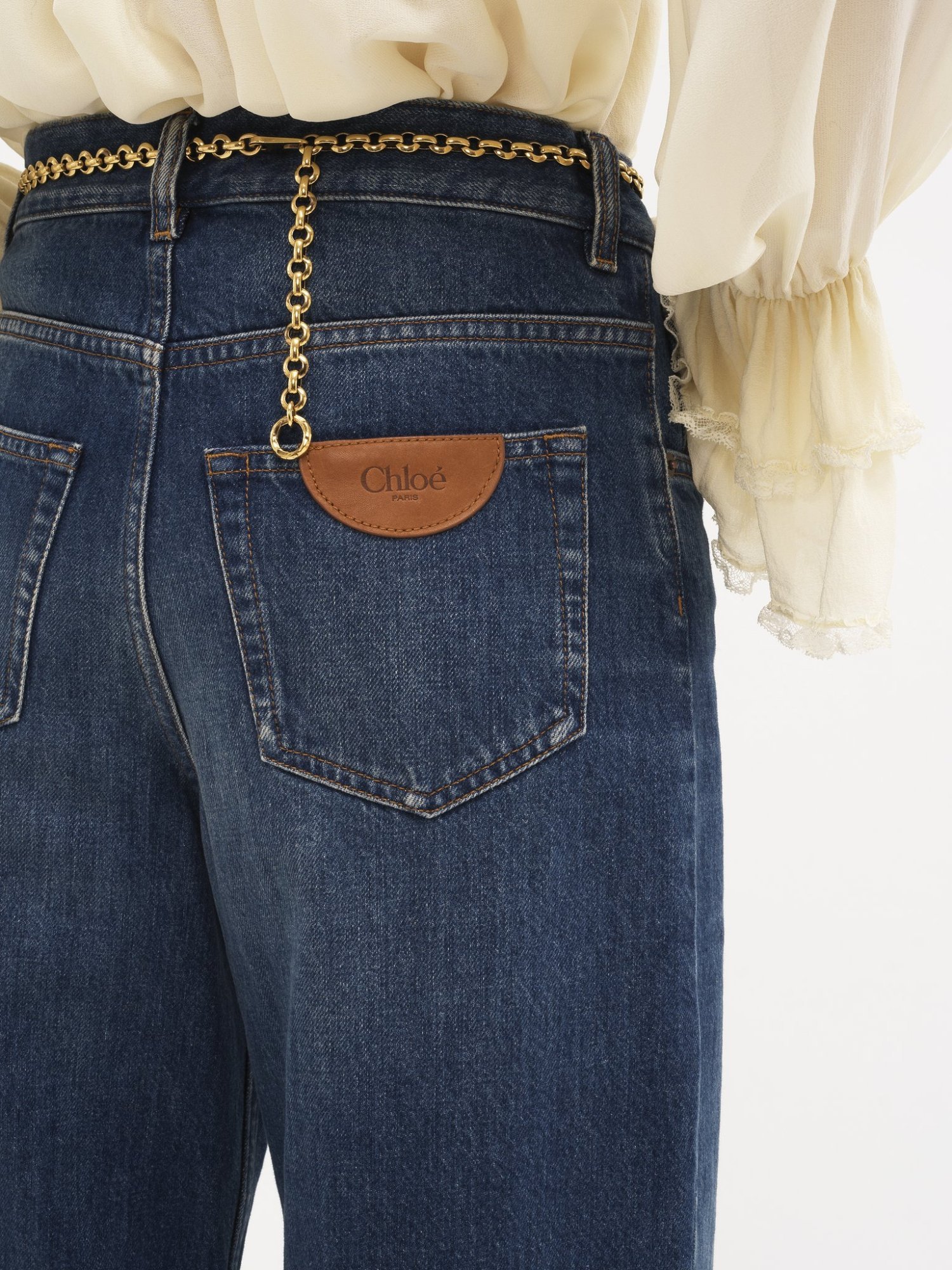 Chloé High-rise Wide-leg Raw-hem Denim Trousers In Blue