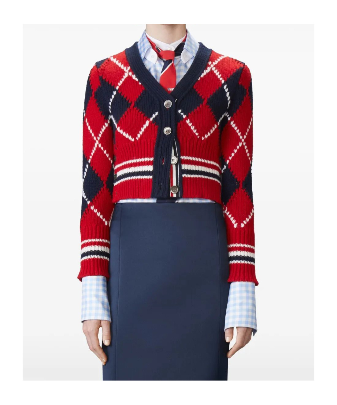 Thom Browne Long-sleeved Cardigan In Red