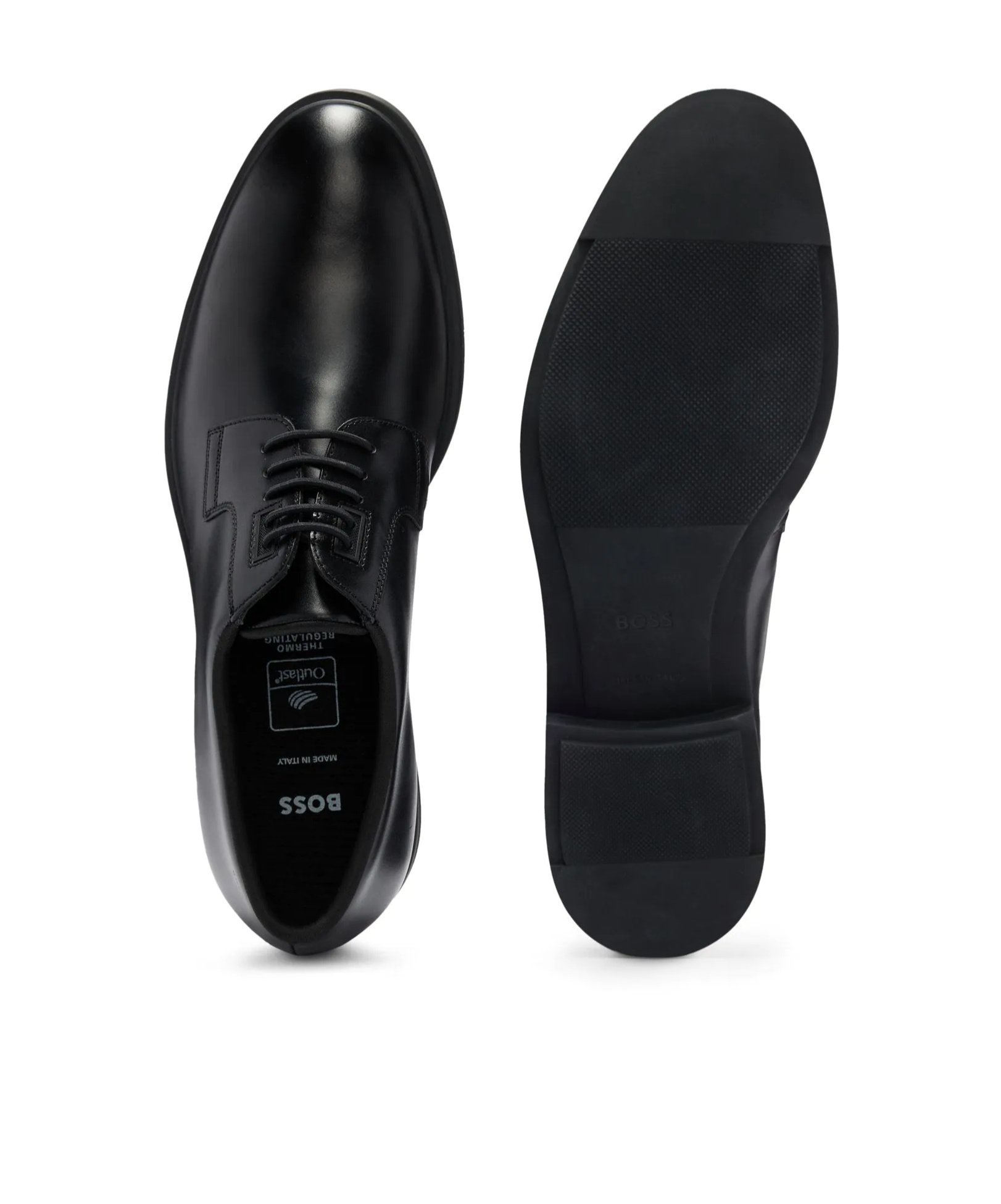 Hugo Boss Lace-up Leather Derby Shoes In Black