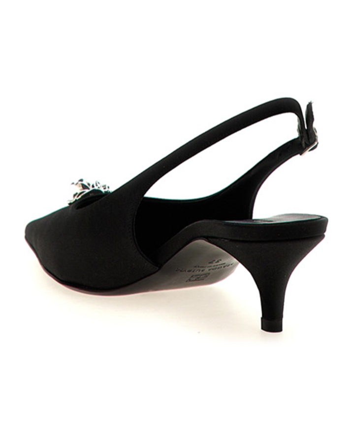 Magda Butrym Rosetta Slingback Pumps With Embellished Kitten Heel In Black