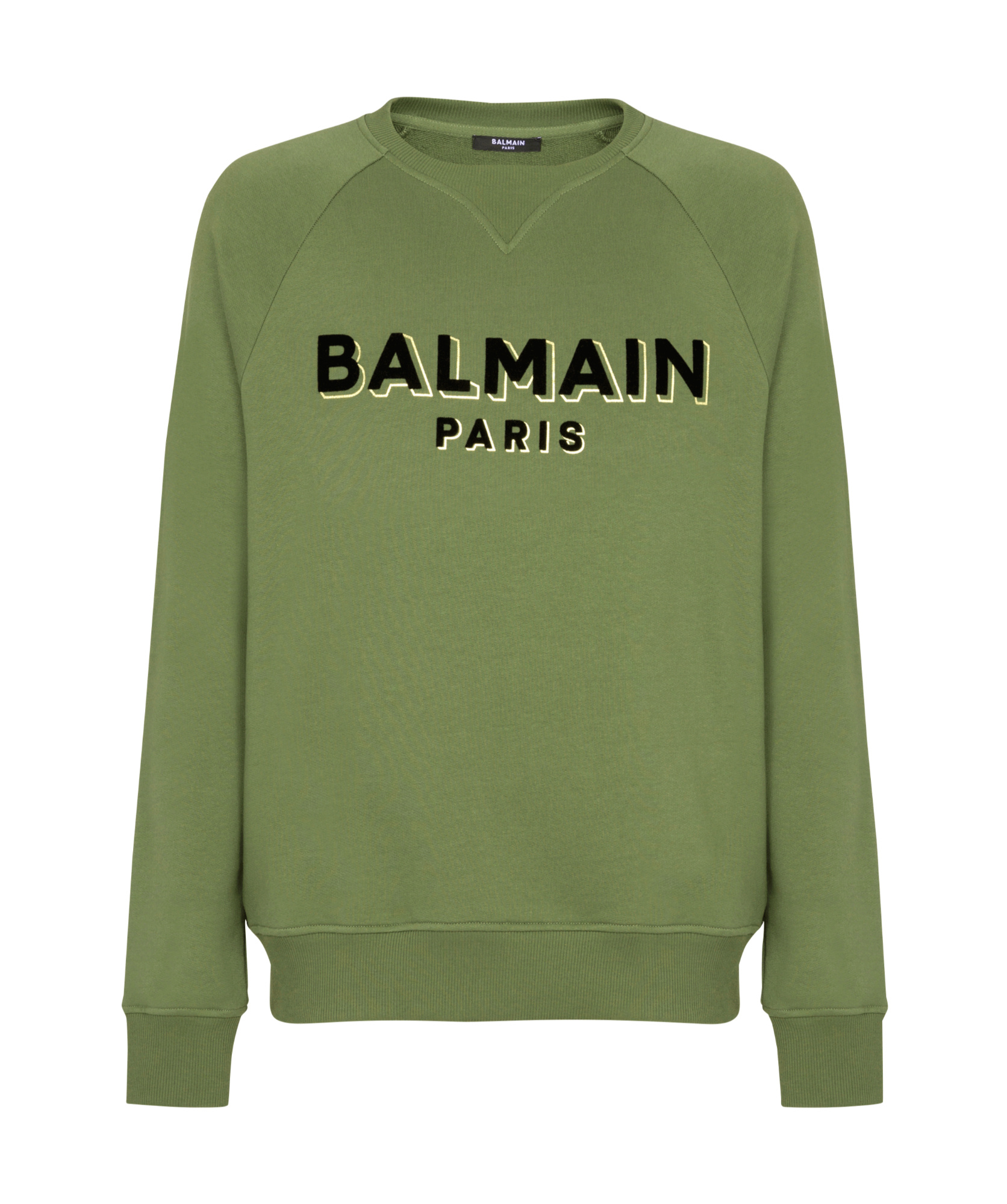 Shop Balmain Long-sleeved Sweater In Green