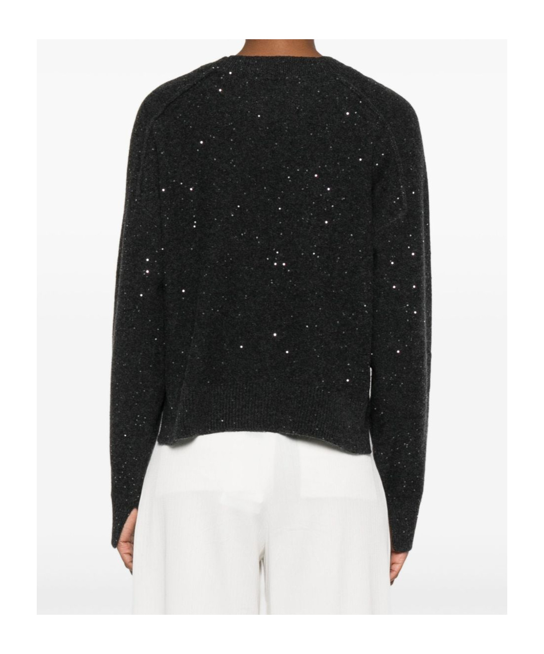 Antonelli Relaxed Fit Gray Sweater With Sparkling Sequins In Black