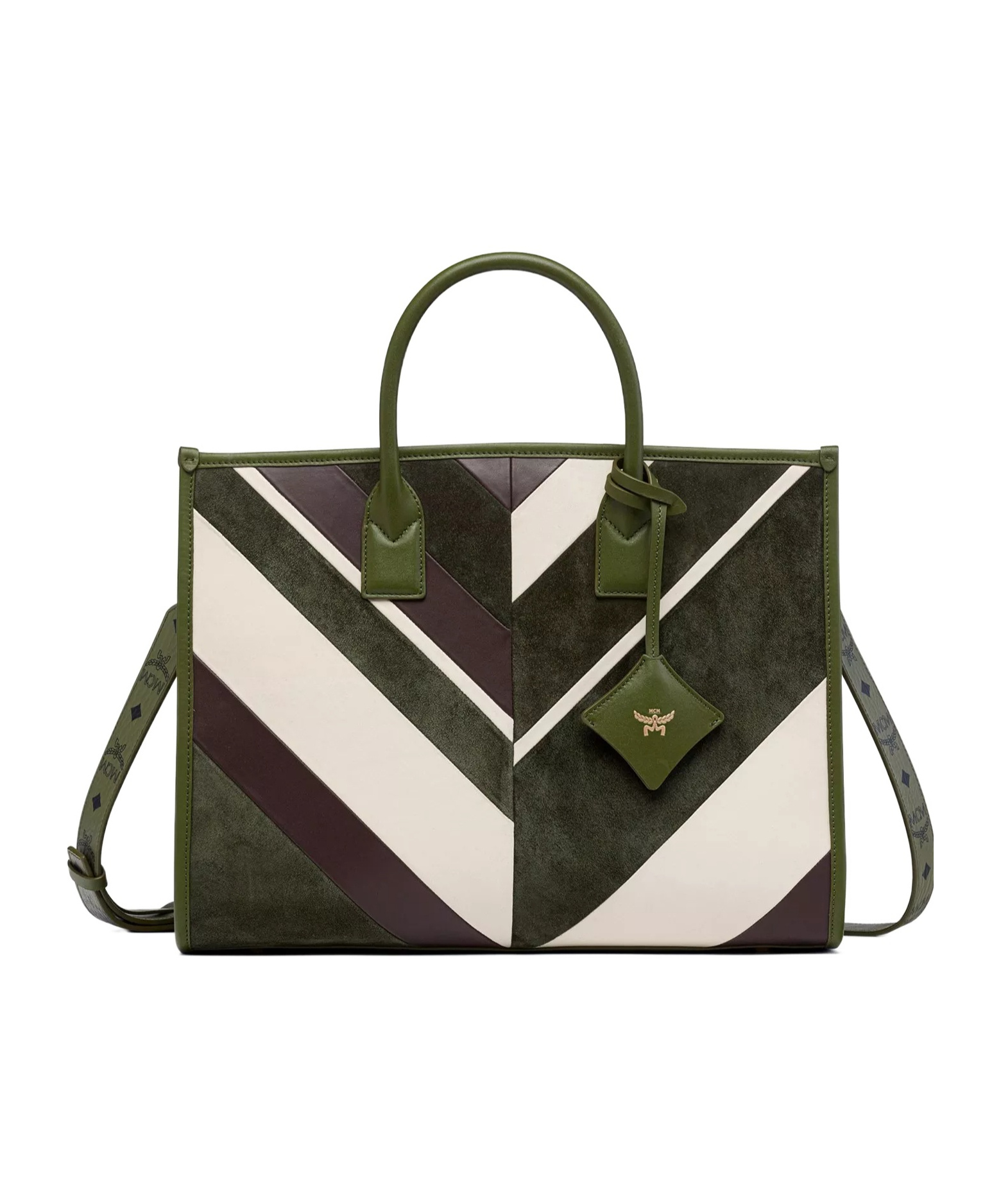 Mcm München Tote In Mega Herringbone Suede