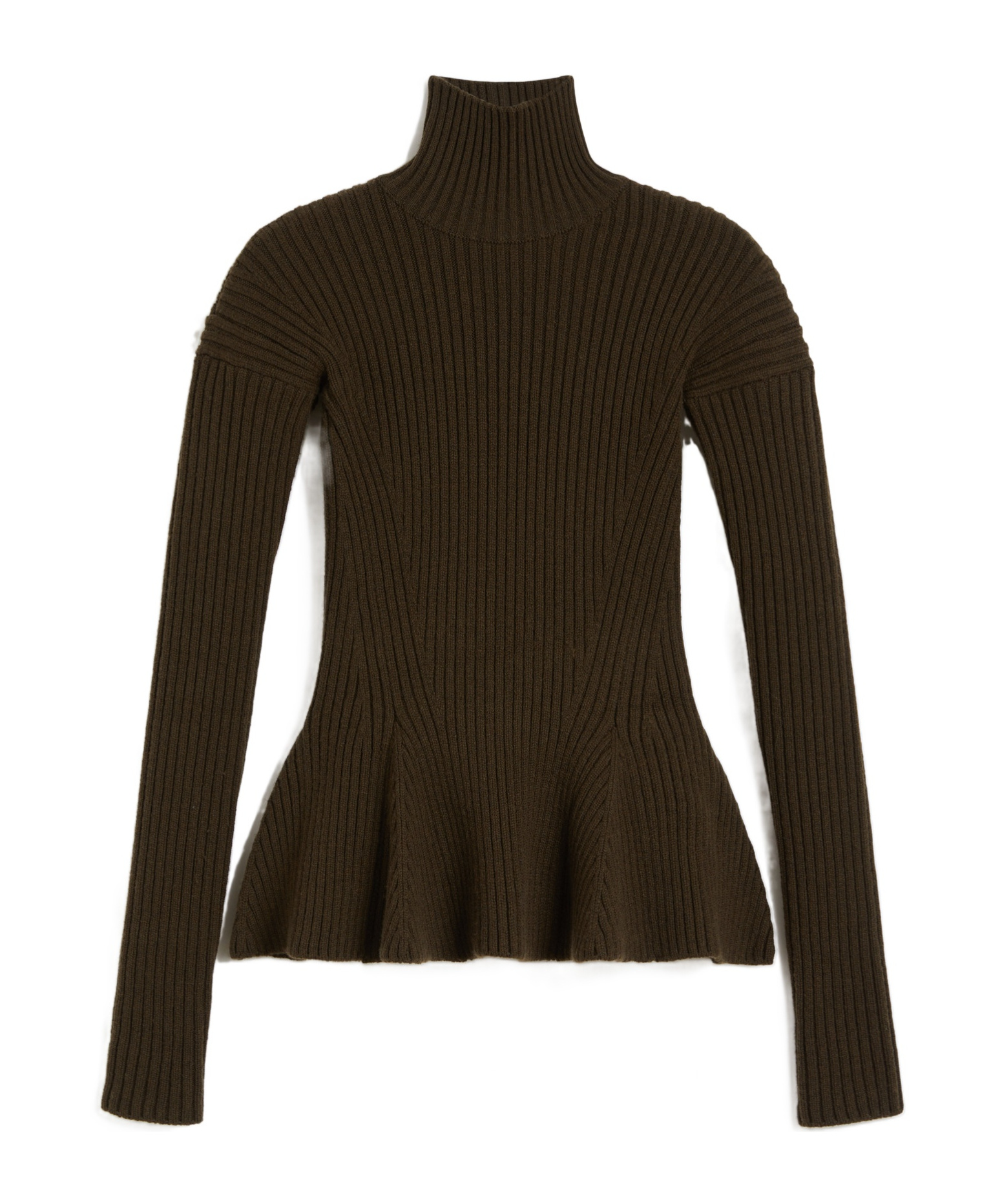 Max Mara Wool And Cashmere Peplum Turtleneck In Black