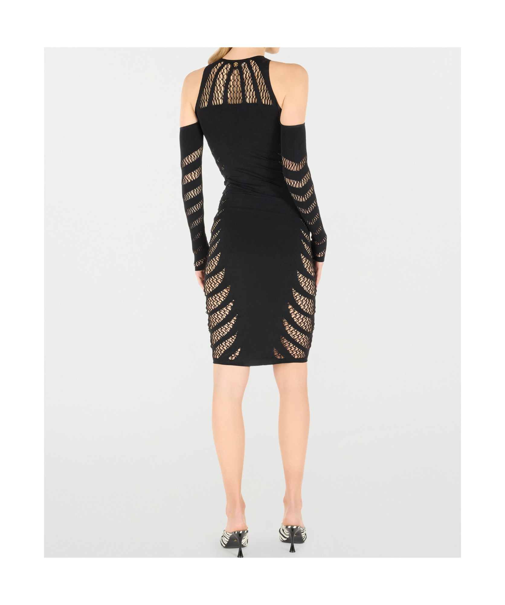 Roberto Cavalli Midi Dress With Perforated Pattern