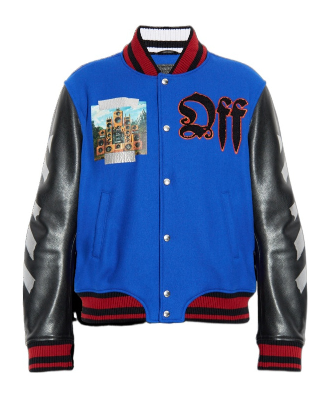 Off-white Embroidery-logo Bomber Jacket In Blue