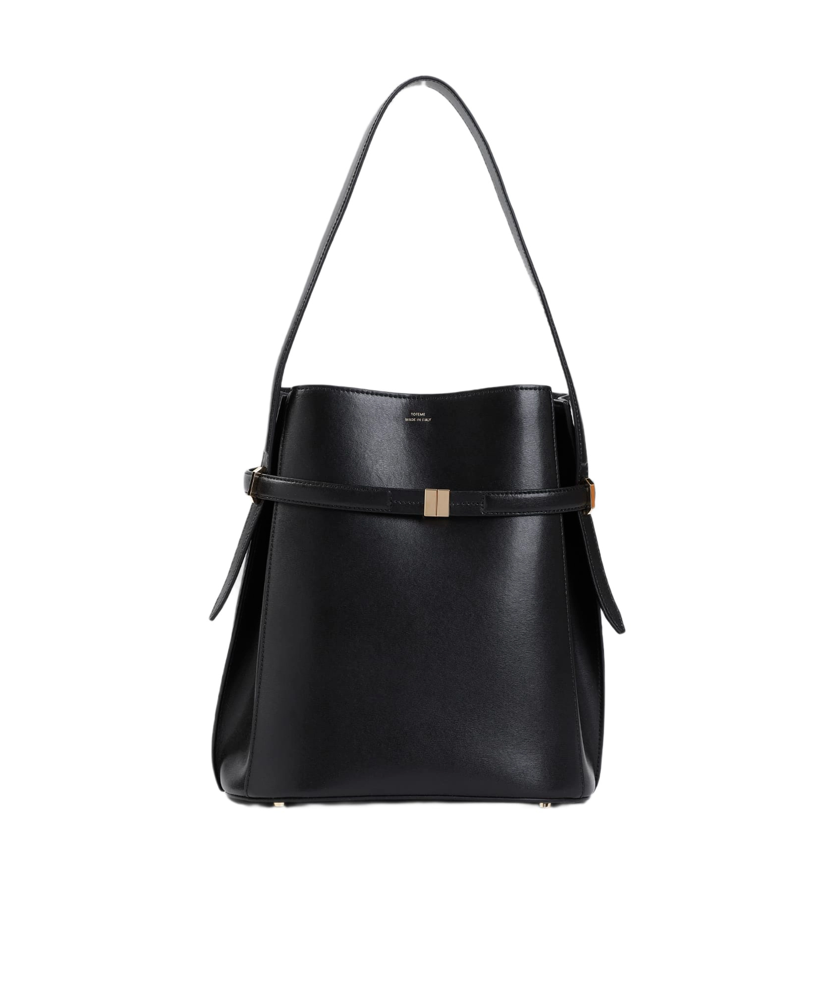 Totême Toteme Leather Belted Bucket Bag In Black