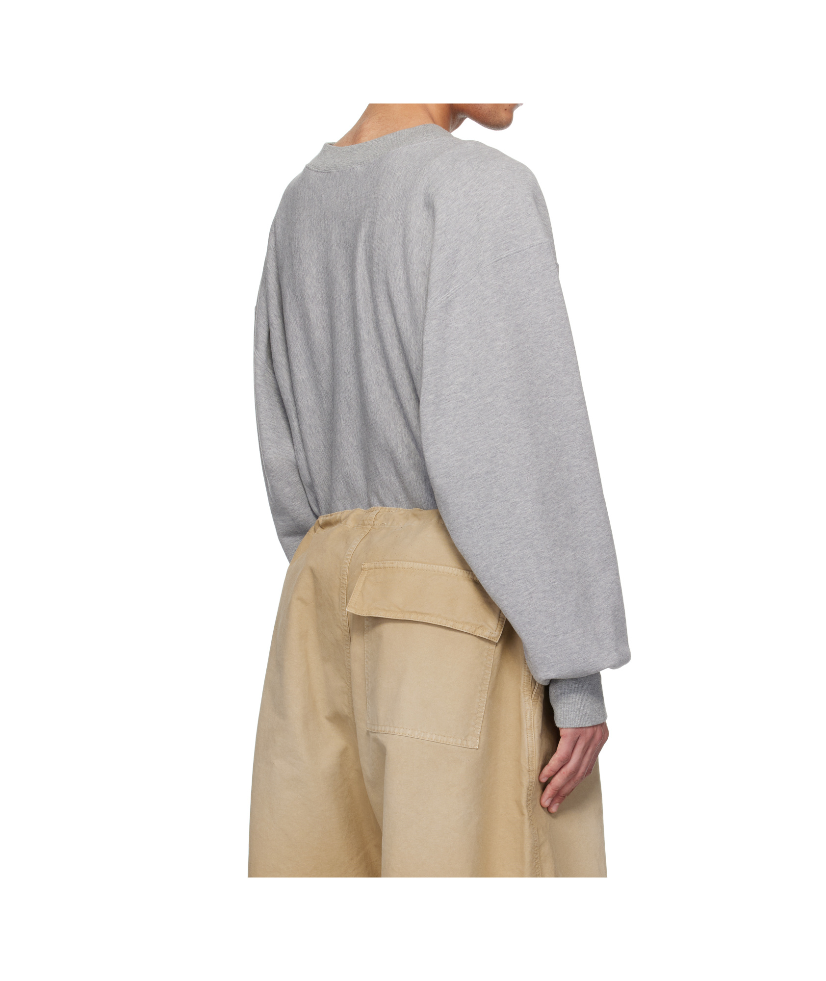 Hed Mayner Gray Embroidered Sweatshirt In Grey