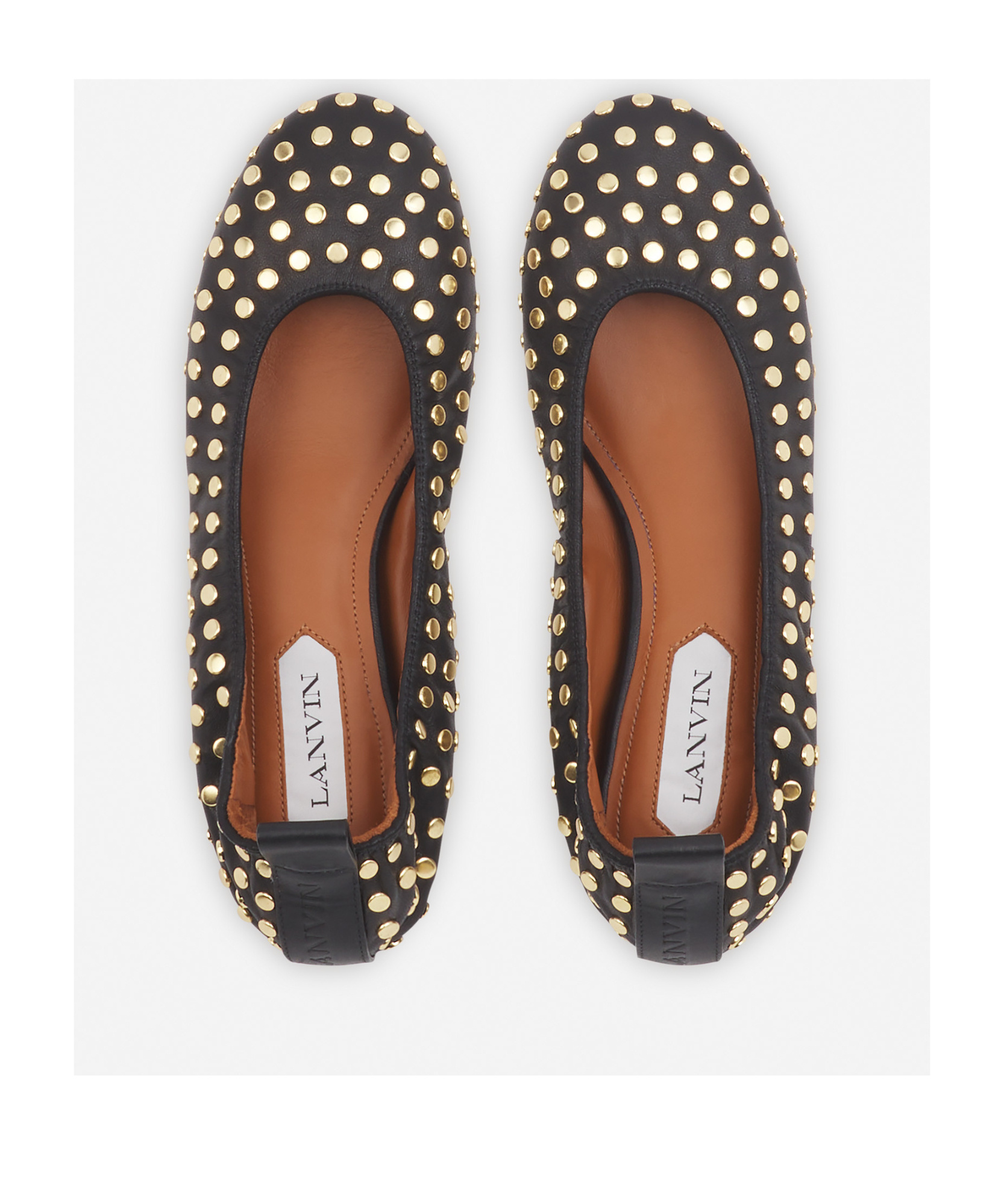 Lanvin La Ballerine En Cuir Avec Studs Pour Femme In Black