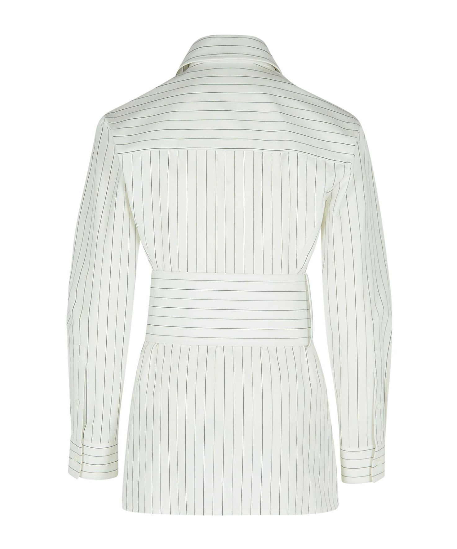 Burberry Belted Pinstriped Cotton-poplin Shirt In White