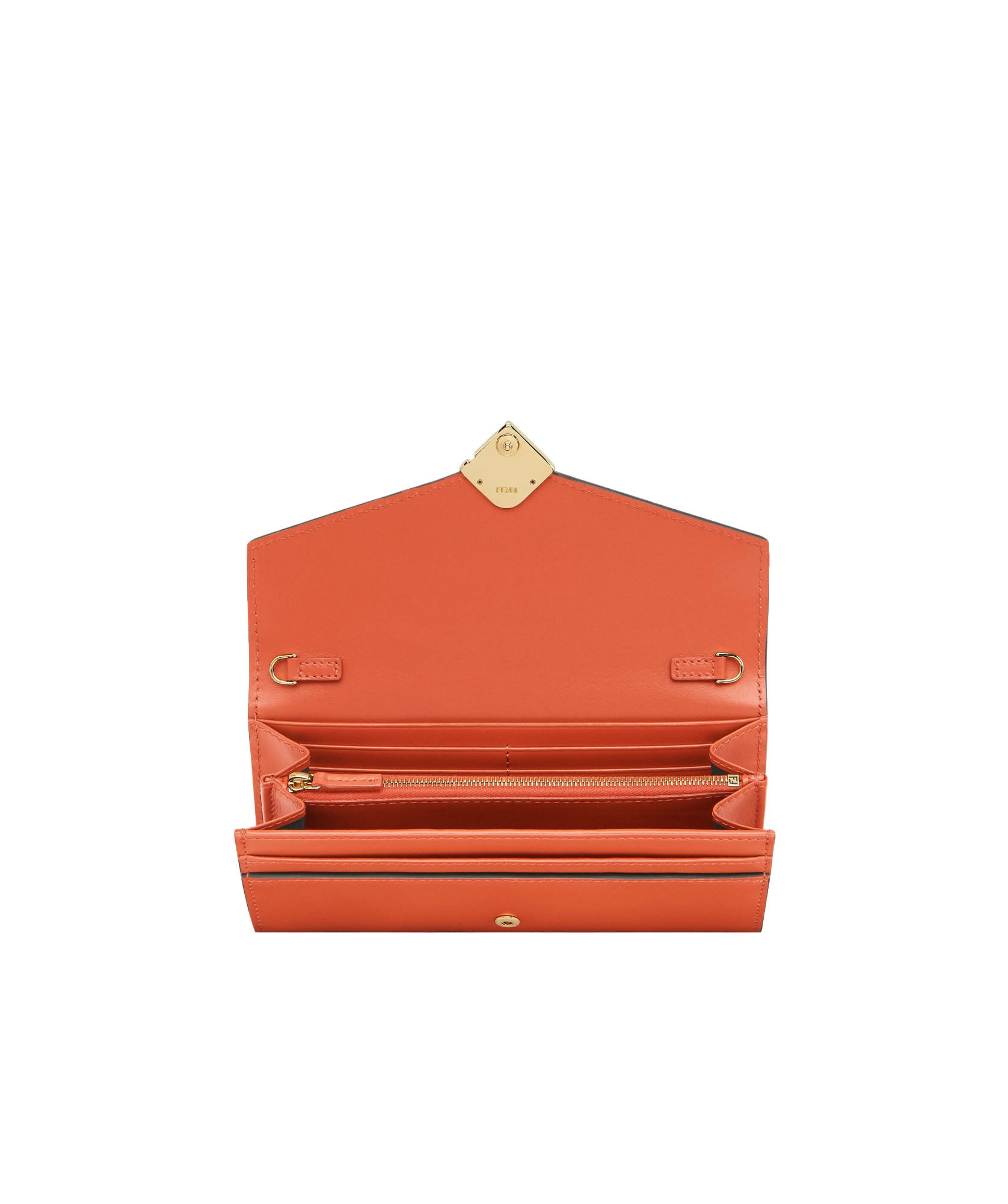 Fendi Ff Diamonds Continental With Chain In Red