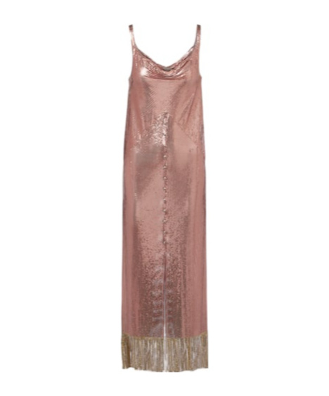 Rabanne Fringed Metallic Midi Dress In Brown