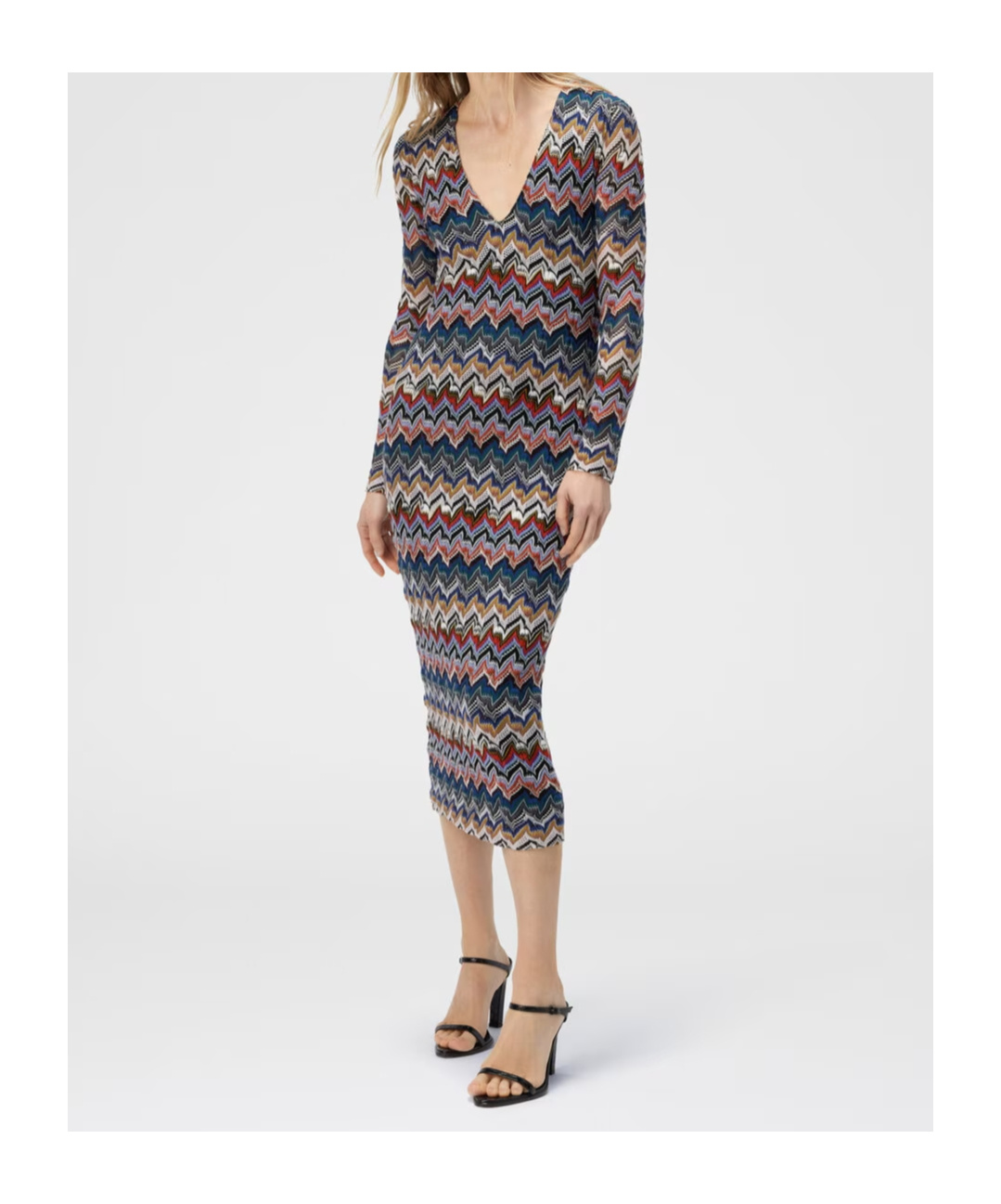 Missoni Zigzag Long Sleeve Midi Sweater Dress In Black