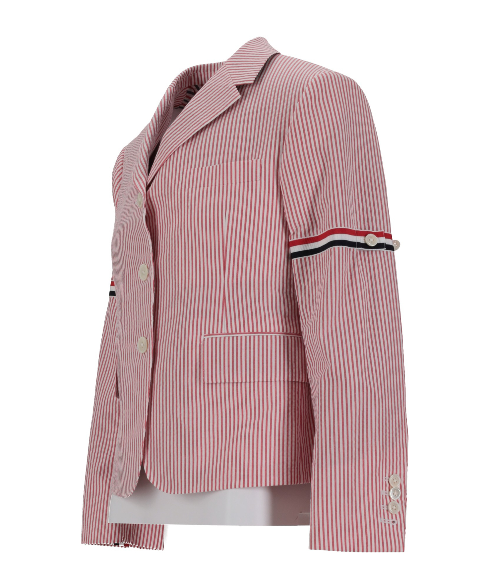 Thom Browne Seersucker Sportcoat Striped Sleeves In Red