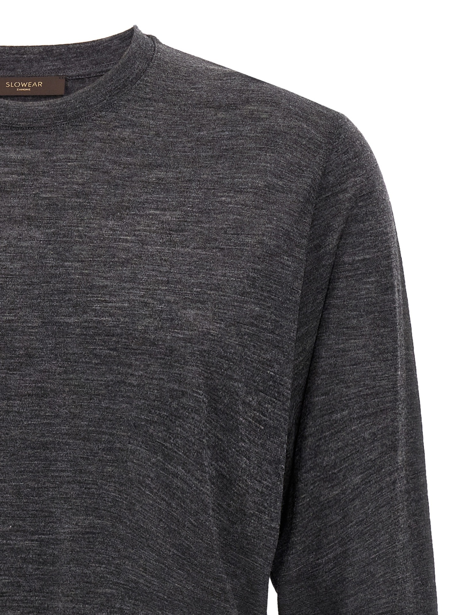 Zanone Heathered Grey Crewneck Wool Sweater With Classic Fit
