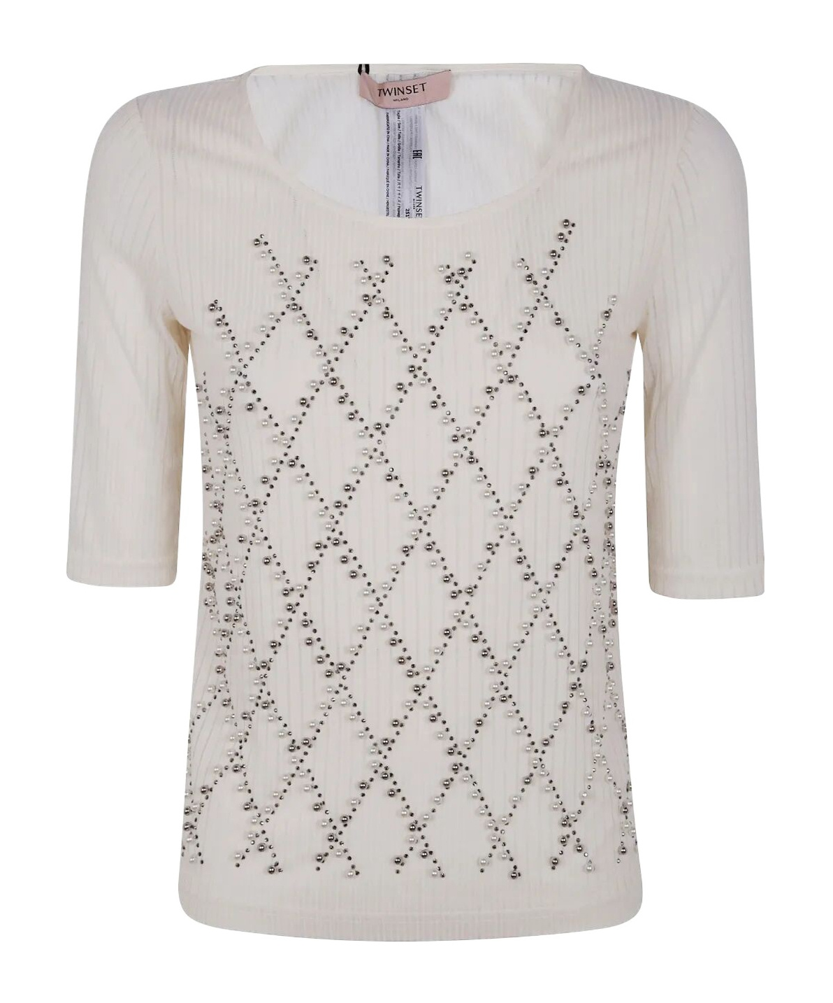 Shop Twinset Bead-embellished T-shirt