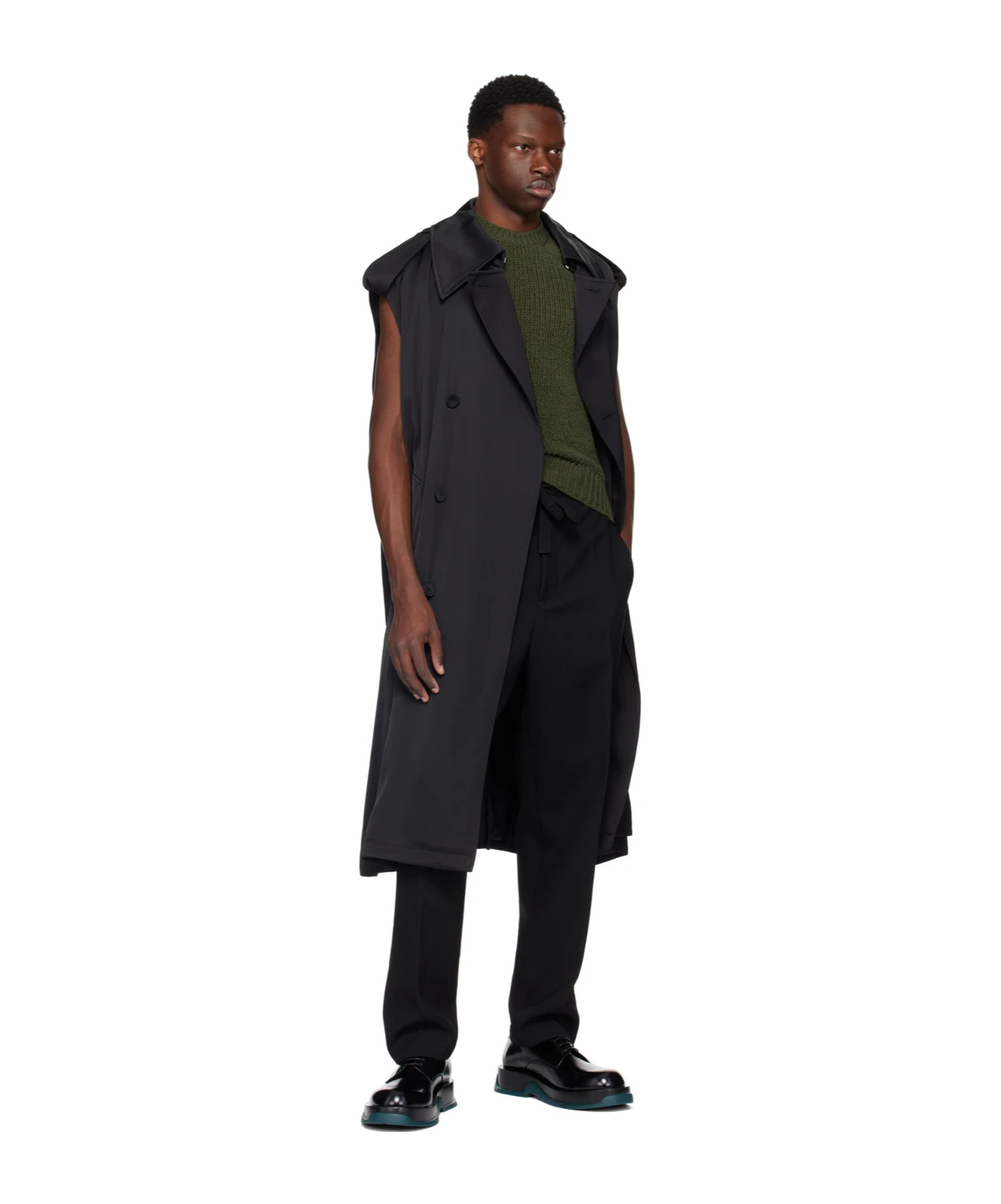 Jil Sander Sleeveless Belted Trench Coat In Black